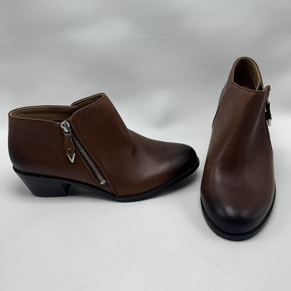 Vionic Jolene Brown Mocha Leather Booties Boots Women's Size 7.5 New